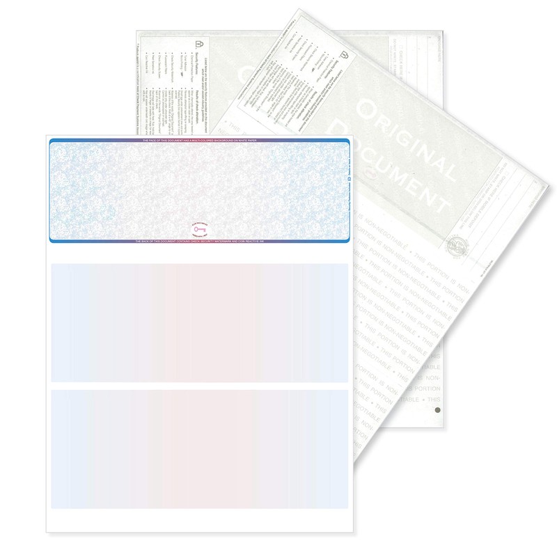 Blank High Security Top Computer Checks, 250 Blue/Red Checks