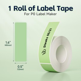 Thermal Labels DETONGER 1/2 Width Compatible Tape Refills Label Stickers Film Coatedfor Label Maker Tapes Home Office School Business Use Sticky Liquid-Proof 0.5"×1.6"(12×40mm) Green