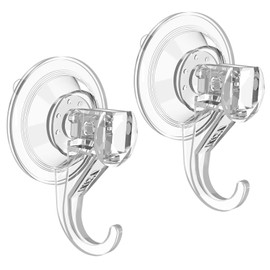 VIS'V Suction Cup Hooks, Small Shower Suction Hooks, Heavy Duty, Removable and Reusable, Clear, 2 Pcs