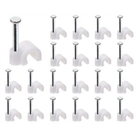 Mini Skater Ethernet Cables Wire Clip with Steel Nail for Securing Extension Cords Coaxial Cable Management (4mm, White, 100)