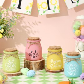 Easter Tiered Tray Decorations, 4 Pcs Easter Mini Mason Jars, Easter Table Decor, Easter Tiered Tray Decor, Easter Home Decor, Spring Decorations for Home