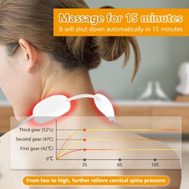 EMS Neck Massager, Lymphatic Drainage Neck Massage Device with 3 Heat Therapy, 6 Modes, 15 Intensity Levels, Portable Electric Massager for Home, Office, Travel