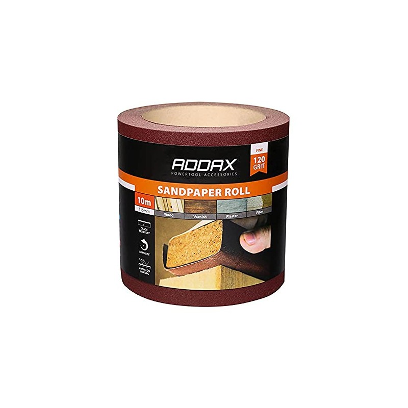 TIMCO 120 Grit Sandpaper Roll - Red -115mm x 10m