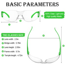 Yunsailing 100 Pack Bulk Safety Glasses Eye Protection Goggles for Women Men Work Science Lab(Clear Lens and Green Frames)