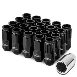 Auto Dynasty (M12 x 1.25) 16-Piece Aluminum Alloy Wheel Lug Nuts + 4 x Lock Nut + 1 x Lock Nut Key (Black)
