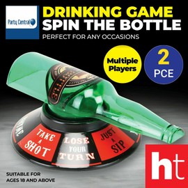 [2PCE] Party Central Spin The Bottle Drinking Game - Popular Icebreaker for Hen Nights, College Students, and House Parties