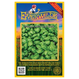 Everwilde Farms - 2000 Italian Large Leaf Basil Herb Seeds - Gold Vault Jumbo Seed Packet