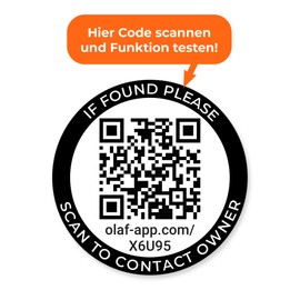 OLAF App 4 Piece QR Code Sticker Set & Free App – Secure Valuables 100% Anonymous and Easy Worldwide – Contact in Seconds – No Subscription (Black)