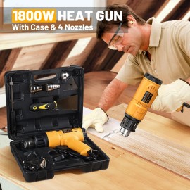 SEEKONE Heat Gun 1800W Heavy Duty Hot Air Gun Kit With Carry Case Variable Te...