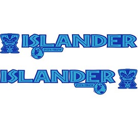 2 x Light Blue/Blue Islander Edition Hood Decal Beach Club Tiki Man Vinyl Graphic Full Color Fits Jeep Wrangler