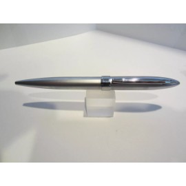 TERZETTI CHARLIE BRUSHED CHROME METAL  BALLPOINT PEN-USES CROSS REFILL