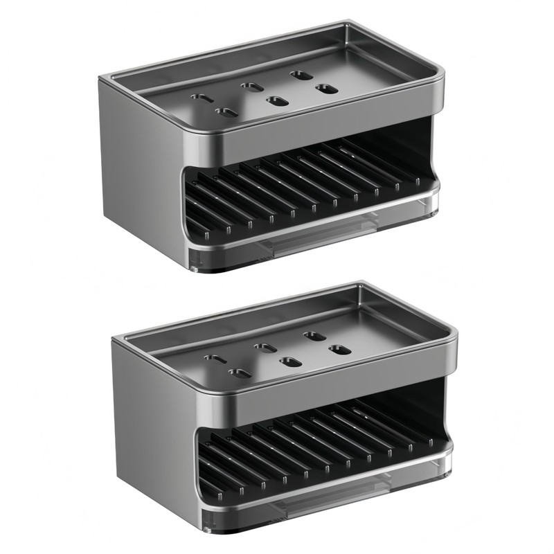 YISMAN Wall Mounted 2 Tier Soap Dish for Shower, No