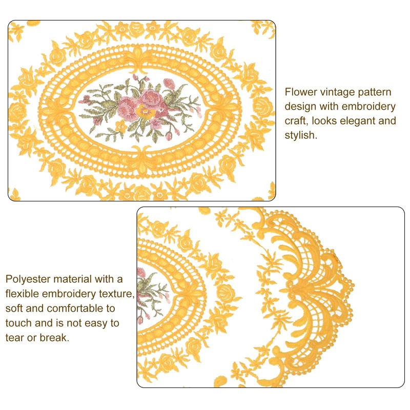sourcing map 2Pack Retro Lace Placemat 12x16-in Oval Embroidered Table