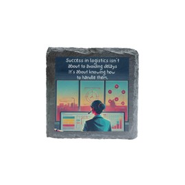 Logistics Mastery Slate Coaster - Success in Handling Challenges (slco-kf25-delayhg)