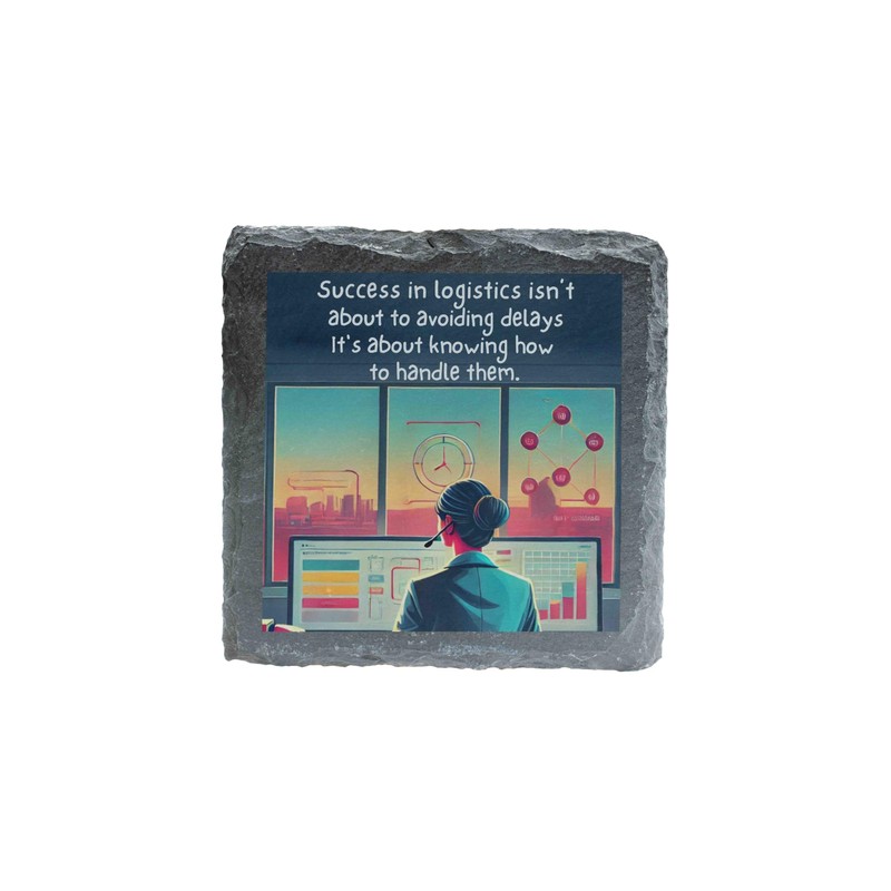 Logistics Mastery Slate Coaster - Success in Handling Challenges (slco-kf25-delayhg)