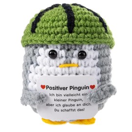 Werfunee Pocket Hug Positive Penguin, Creative Knitting Wool Penguin Doll and Lucky Charm Gifts (Silver), Courage Gift, Get Well Gift, First Day of School Gift