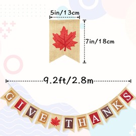 VILIFEVER Burlap Give Thanks Banner Thanksgiving Decorations for Mantel Fireplace, Fall Harvest Welcome Bunting for Home Party Wall Autumn Decor, Indoor Outdoor Friendsgiving Party Decorations