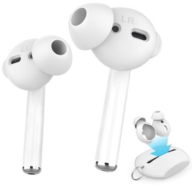 AhaStyle 3 Pairs Ear Tips Silicone Earbuds Cover [Not Fit in The Charging Case] Compatible with AirPods(3 Pairs Large, White)