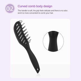 Massage Brush Comb, Nylon Exquisite Ribs Comb for Home(black)
