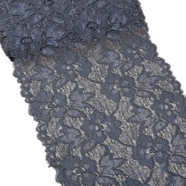 MSCFTFB - Cinta elástica de encaje para decoración de mesa, diseño de flores, 5 yardas de ancho, 6.3 pulgadas, color gris oscuro