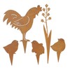Garden Stake Chicken Chicken with Chick in Rust Look for
