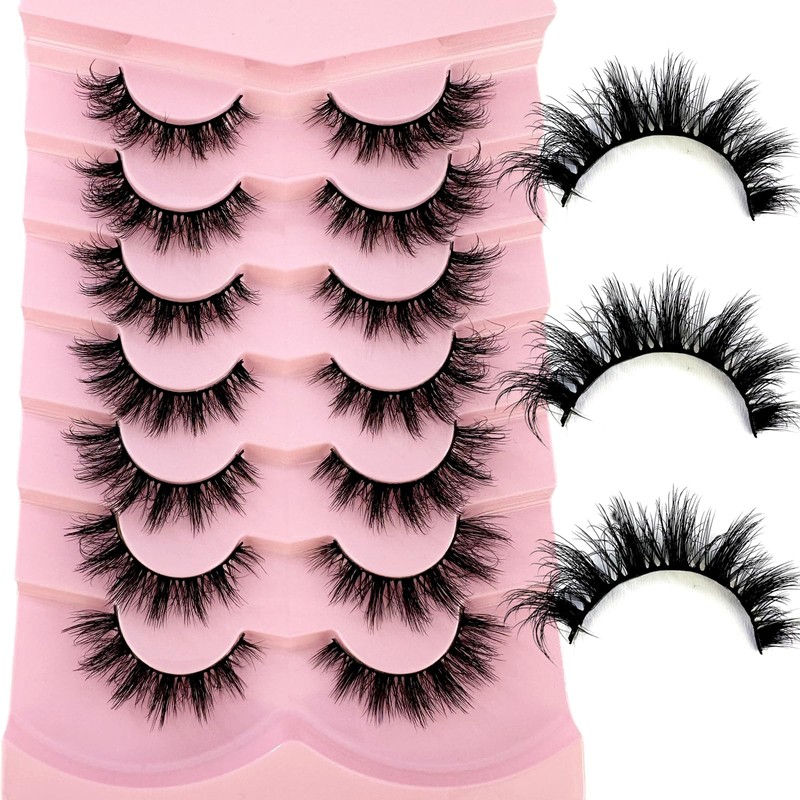 7 Pairs of 5D Faux Mink Eyelashes - Wispy, Natural