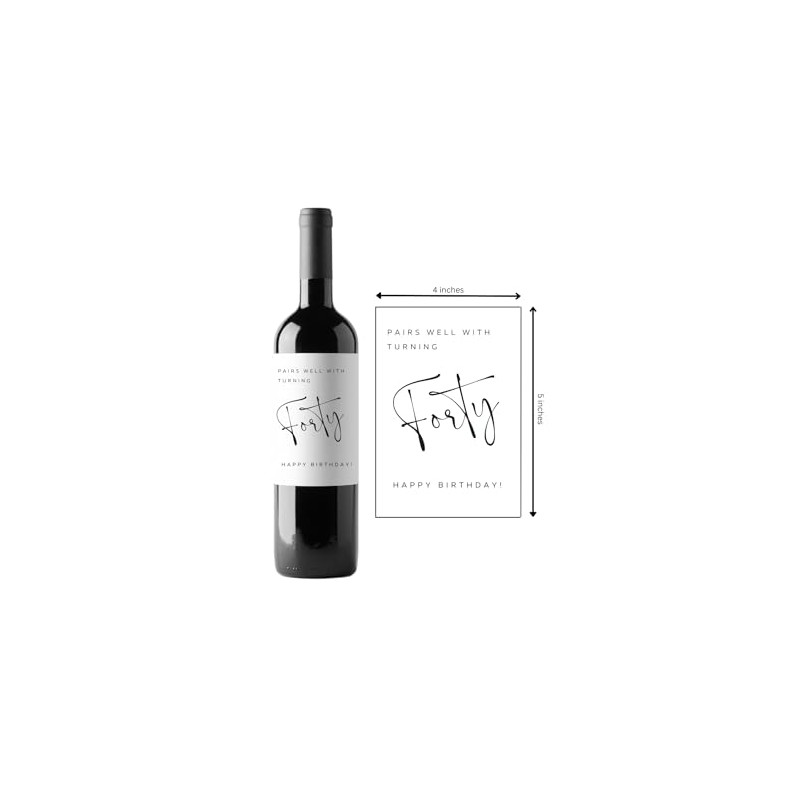 40th Birthday Gift, Pairs Well With Turning Forty Wine Label