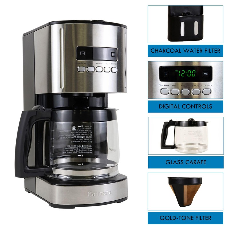 Kenmore Drip Coffee Maker - Programmable Cafe Machine With Glass