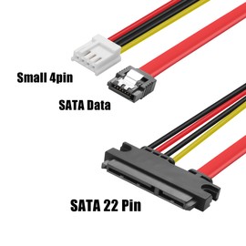 YAODHAOD Hard Drive Data Supply Integrated Cable，Mini Ph2.0 4Pin Female & SATA 3.0 Male to SATA 22Pin(7+15Pin) Data Cable SATA 3 6Gbit/s