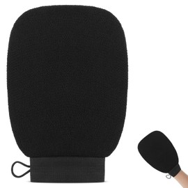 1 PC Exfoliating Gloves, Exfoliating Mitt, Body Scrub Gloves for Dead Skin, Shower Gloves Exfoliating, Dual Sided Exfoliating Mitt, Shower Accessories for Women Men Girl Boy(Black)