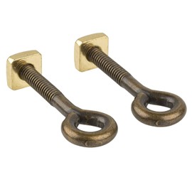 Plain Antique Brass Eye Bolts with Nuts for Bail Pull Mounting - Pack of 2 - Screw Eye Hook - Antique Eyelet Screw | FB1-SAB