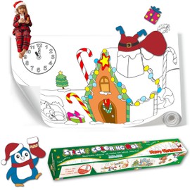 Todos Aman DIY No Mess Restickable Sticky Coloring Drawing Paper Roll, Fun Relaxing Therapeutic Activity for Toddlers, Kids, Adults (Merry Christmas, 1-Pack)