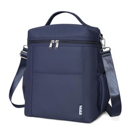 NOL Natural Organic Lifestyle Insulated Lunch Bags for Women Cooler Bag Lightweight Nylon Waterproof Lunch Box For Work (Navy blue, Large)