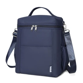 NOL Natural Organic Lifestyle Insulated Lunch Bags for Women Cooler Bag Lightweight Nylon Waterproof Lunch Box For Work (Navy blue, Large)