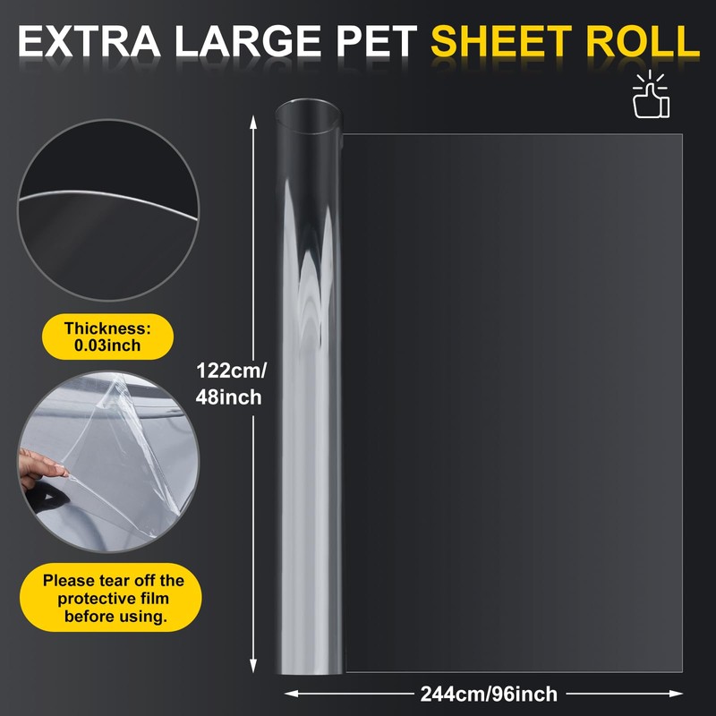 Beeveer 48 x 96 Inch Extra Large PET Plexiglass Sheets