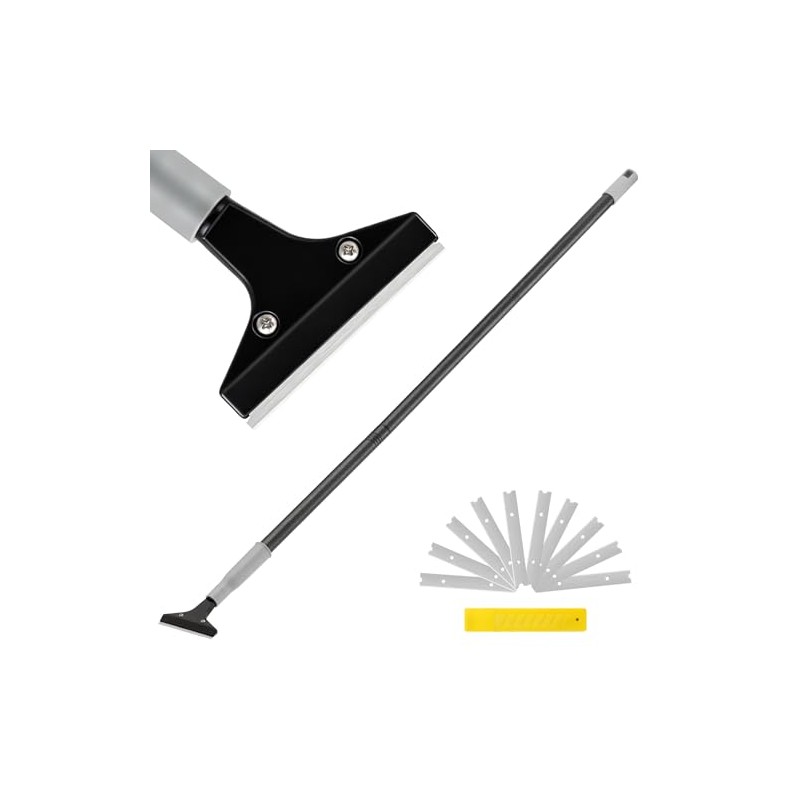 Heavy-Duty Floor Scraper, 4-Inch Razor Blade Scraper Tool, 51-Inch Long