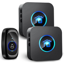 Wireless Doorbell 400M Long Range Outdoor Waterproof Electronic Doorbell Kit with Clip-on Receivers for Home