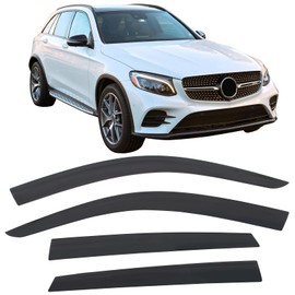 IKON MOTORSPORTS Tape on Low Profile Window Visors, Compatible with 2016-2022 Benz X253 GLC-Class SUV (Not Fit Coupe), Acrylic Smoke/Tinted Rain Guards, Side Window Wind Deflectors 4PCS