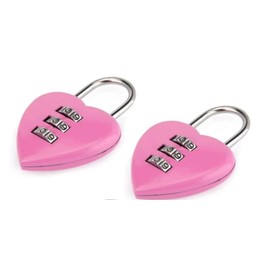 2Pcs Pink Love Heart Shape Combination Padlock for Girls Women, Mini 3-Digit Password Resettable Code Locker Lock for School Pink Combination Locks Padlocks and Hasps