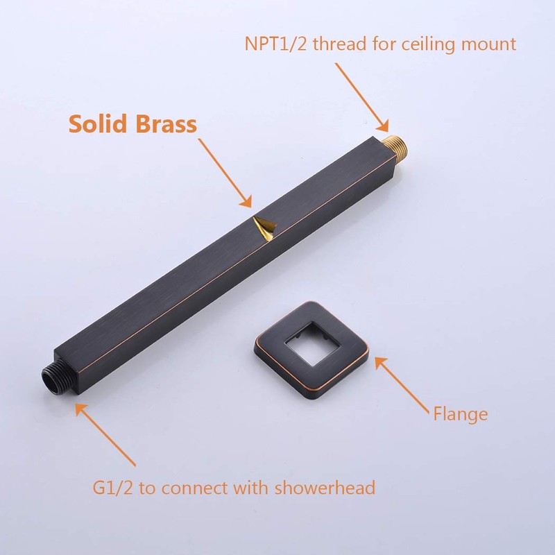 Brass Shower Arm with Flange, ENGA Oil Rubbed Bronze 12