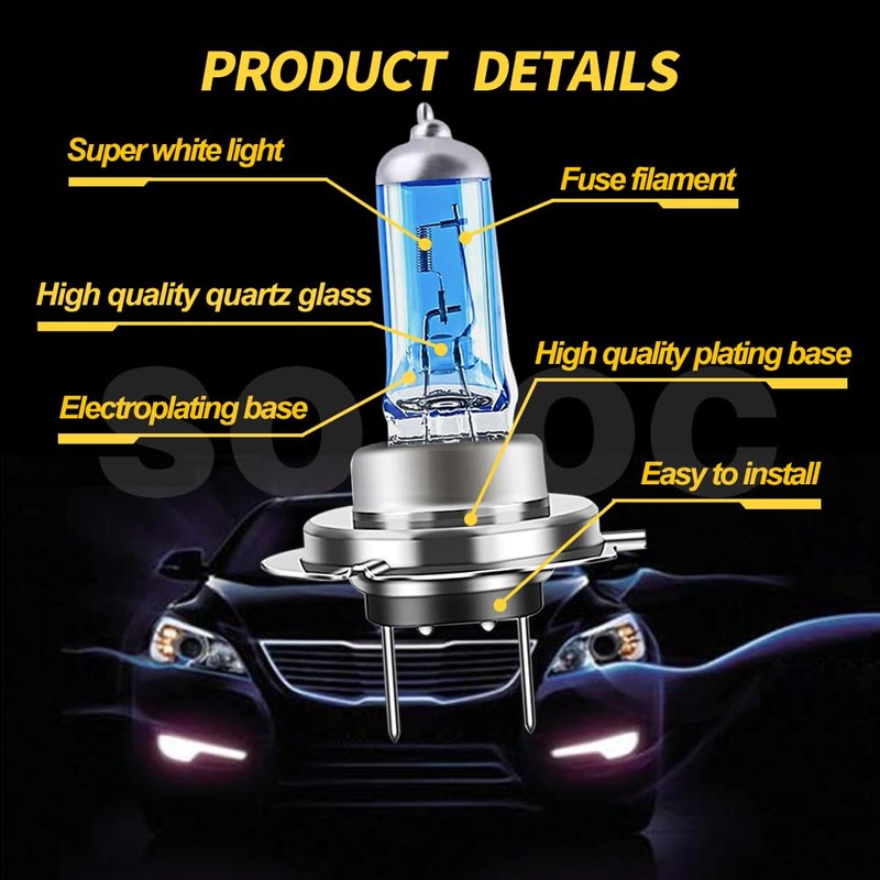 SOFOC H7 Halogen Car Headlight for High/Low Beam Lamp 24