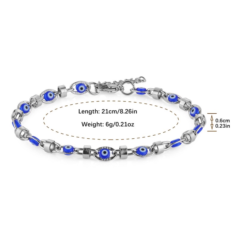 STWTR Ladies' Evil Eye Bracelet - Stainless Steel Blue Red