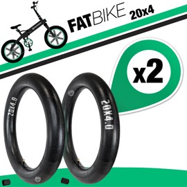 MOOVMOOV 2 x Bicycle Inner Tube 20 x 4.0 Fat Bike Inner Tube 20 x 4 with Straight Schrader Valve AV 33 mm for Fat Bike, Mountain Bike, Electric Bicycles (100-406)