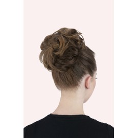 Bombshell Hair Scrunchy Scrunchie Bun Up Do Hair Piece Hair Ribbon Ponytail Extensions Wavy Messy Bun (M21 GOLDEN BROWN)