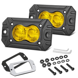 Niking Auto Flush Mount Yellow LED Pods, 2pcs 3 Inch Yellow Fog Lights LED Driving Light Reverse Amber Backup Light Off Road Flood Chase Flush Light Bar for Trucks Pickup UTV SUV ATV