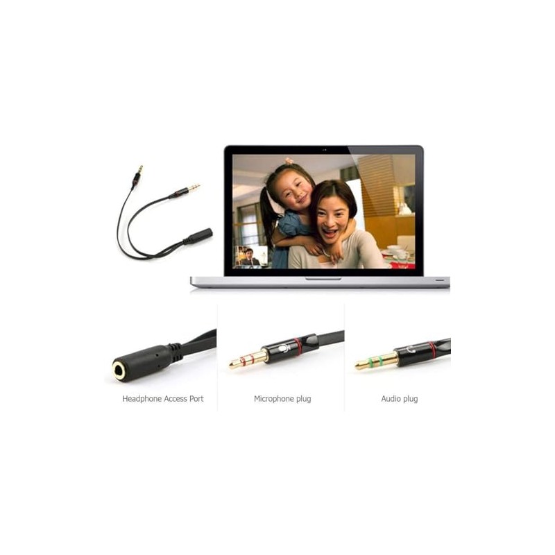 Jinshining Black Headphone Splitter for 3.5mm Female Devices Earbuds and