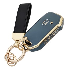 vurbemes TPU Car Protector Key Fob CoverCase with Chain for Kia 2020-2022 Soul 2019-2021 Forte 2020-2021 Telluride K5 2021-2022 Seltos NIRO Sportage Sorento Smart Remote Key Fob (Blue)