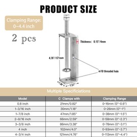 ZOWZEA 2 Pack 304 Stainless Steel C Clamp 4-3/4 Inch C Clamps for Woodworking and Welding Mounting，Suitable for Home and Professional Use