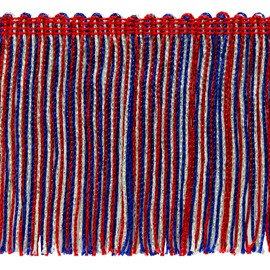 Expo International 10 Yards of 4" Metallic Chainette Fringe Trims, Red/White/Blue