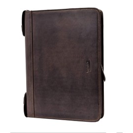 MENZO Leather Writing Case, Document Folder, Genuine Buffalo Leather Folder, Writing Case, Business Folder, Messenger Bag, Folder for Ring Inserts, Conference Folder, Leather Folder, Brown, Writing